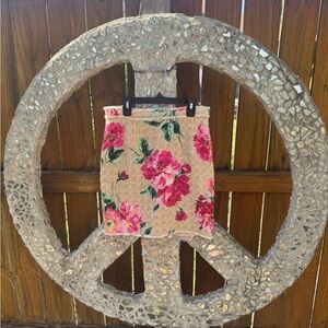 Dolce & Gabbana rose print tweed mini skirt. Sz 4 or small.